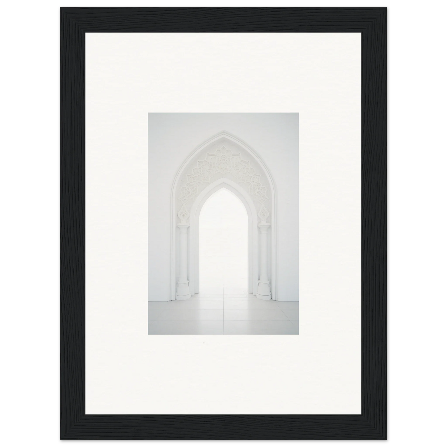 Gothic-style white archway leading to light in Meditative Nova Portal special edition art™