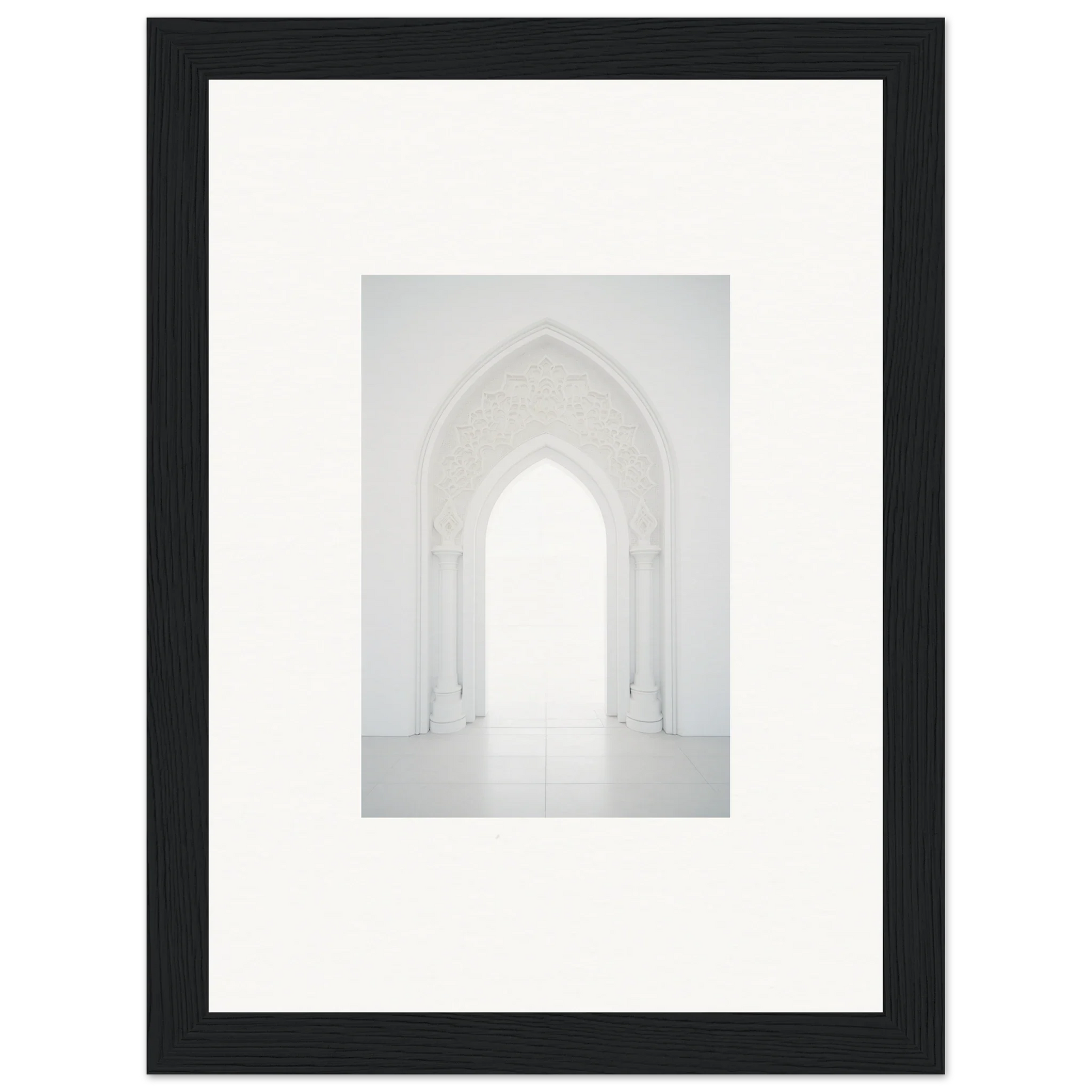 Gothic-style white archway leading to light in Meditative Nova Portal special edition art™