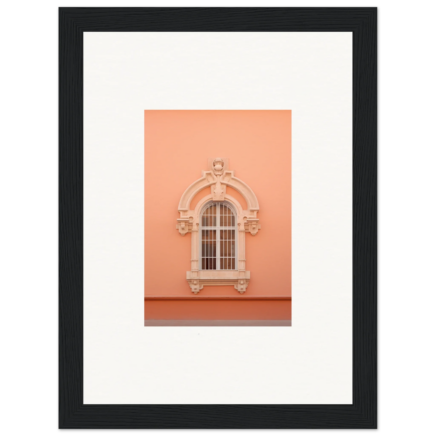 Ornate arched window with decorative molding on a peach wall from Opulent Dualities Neoclassical