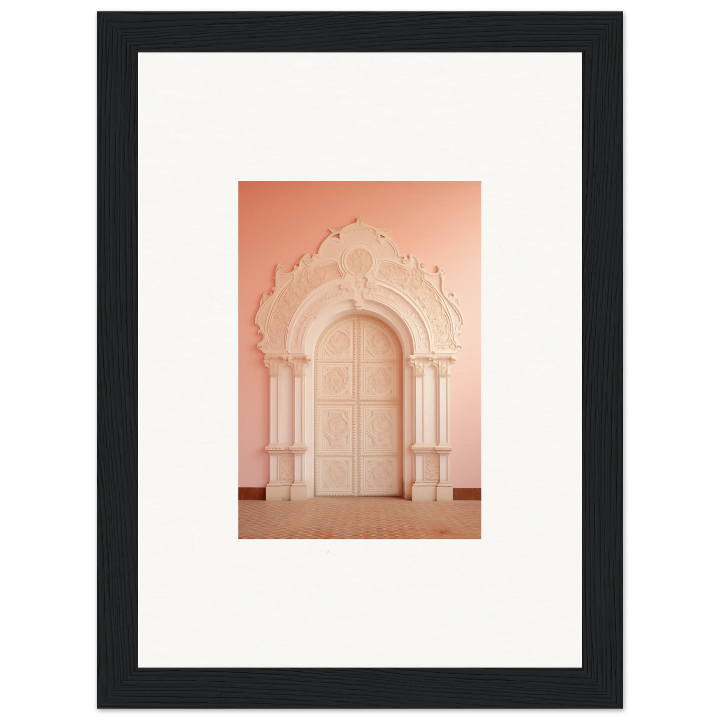 Ornate arched doorway with molding in peachy-pink for Patio Reverie Sleutelenv art