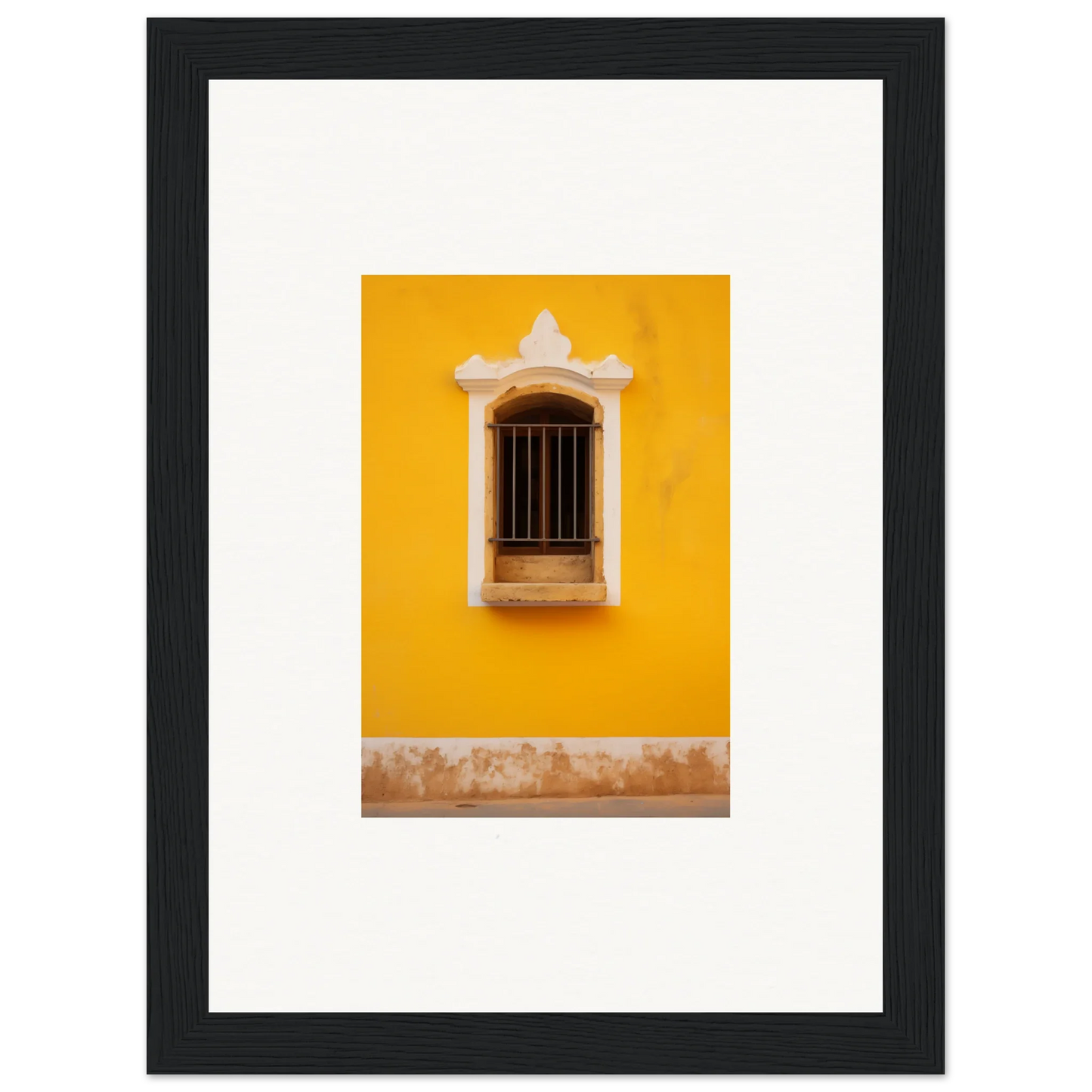 Ornate window with metal bars on a bright yellow wall of Daisy Dreamgate Portal