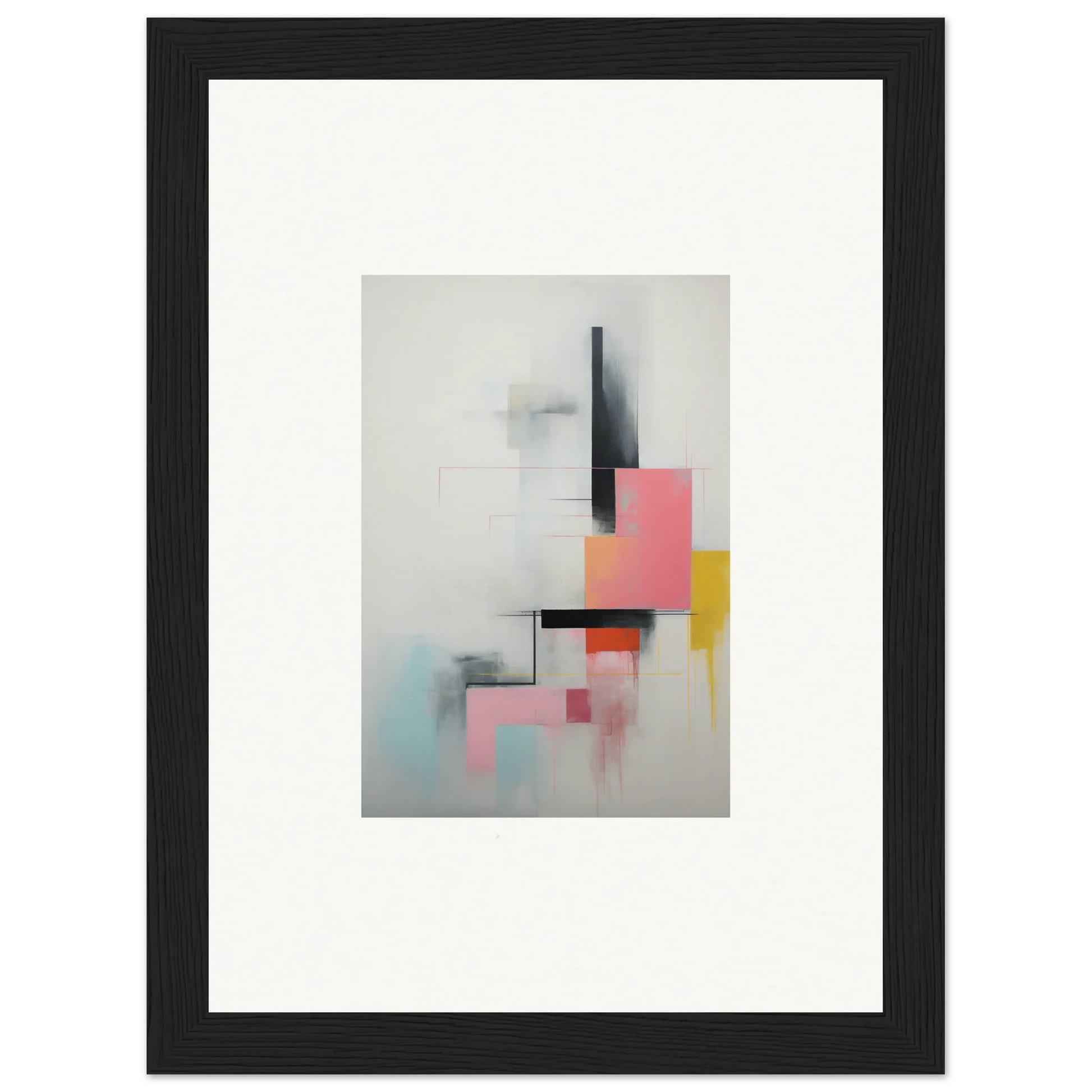Abstract geometric shapes in pink, yellow, and black for Ethereal Chrome Juxtaposition