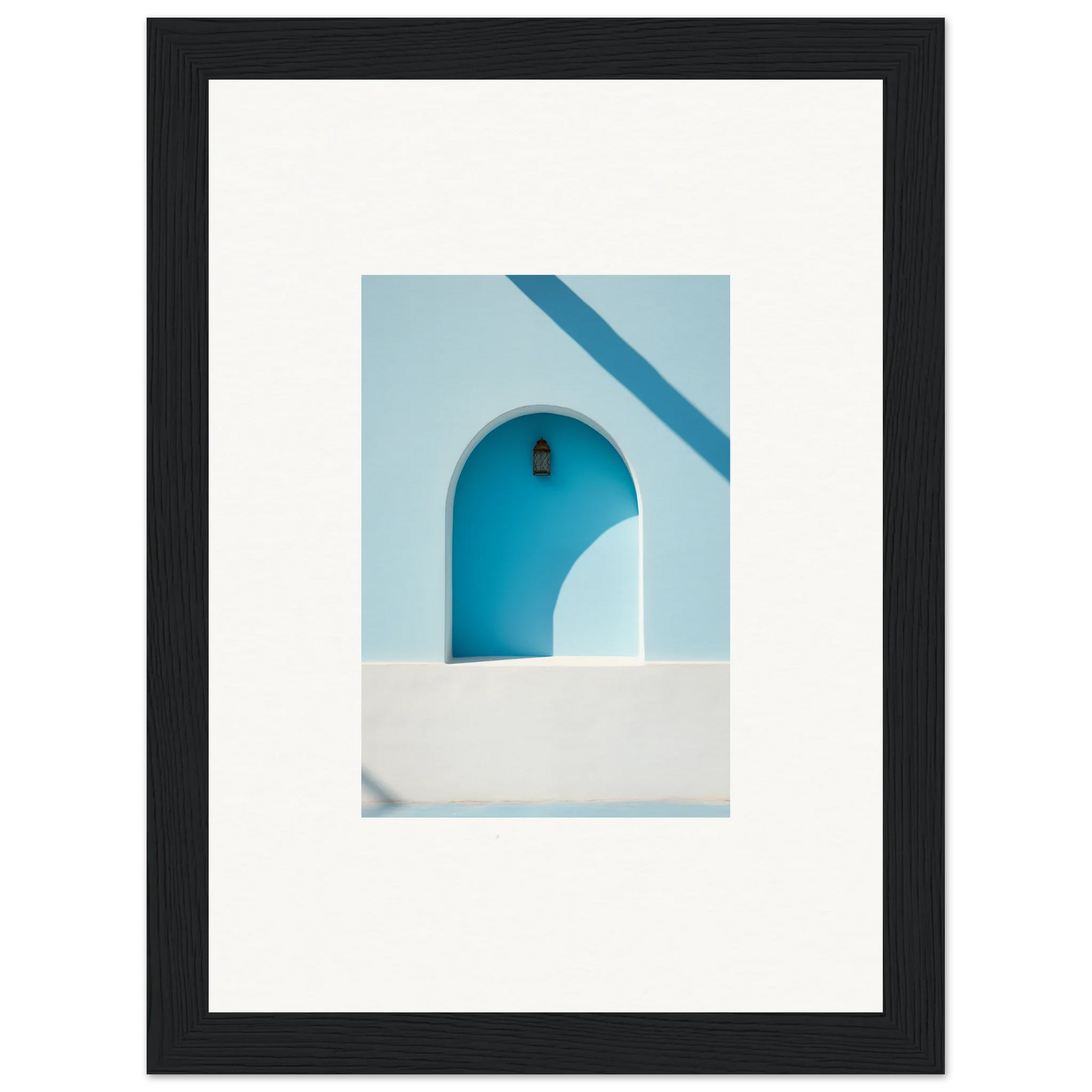 Framed wall art of a blue arched doorway, perfect for elusive solitude clarity vibes