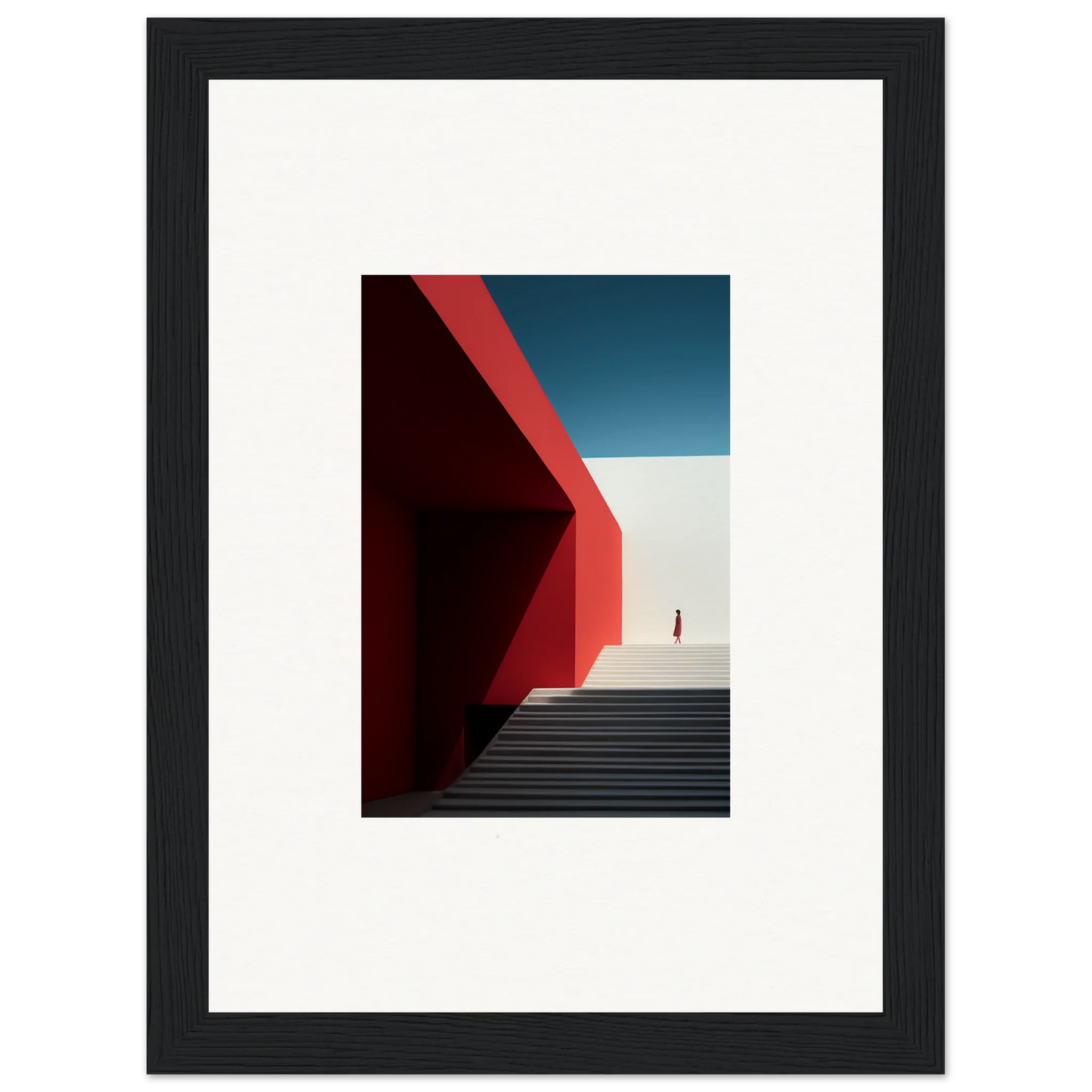 Framed wall art of red walls and stairs in Mesa Quizzes Cascades special edition