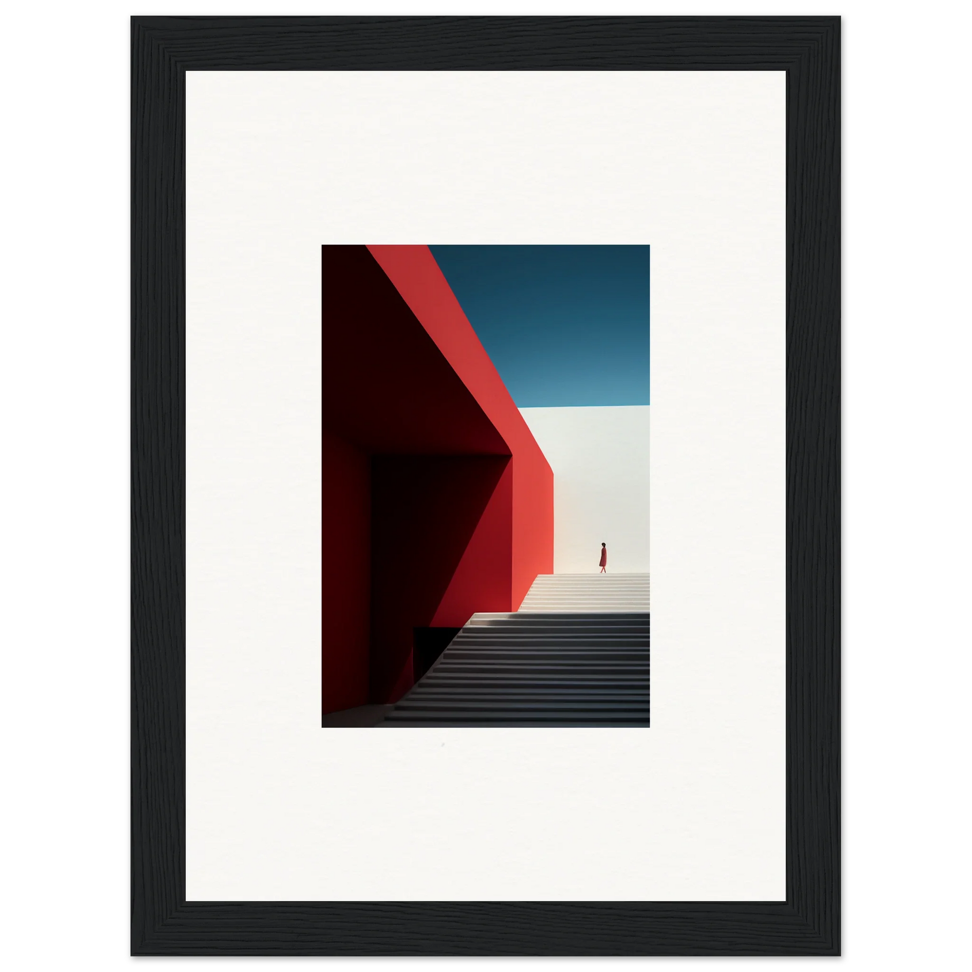 Framed wall art of red walls and stairs in Mesa Quizzes Cascades special edition