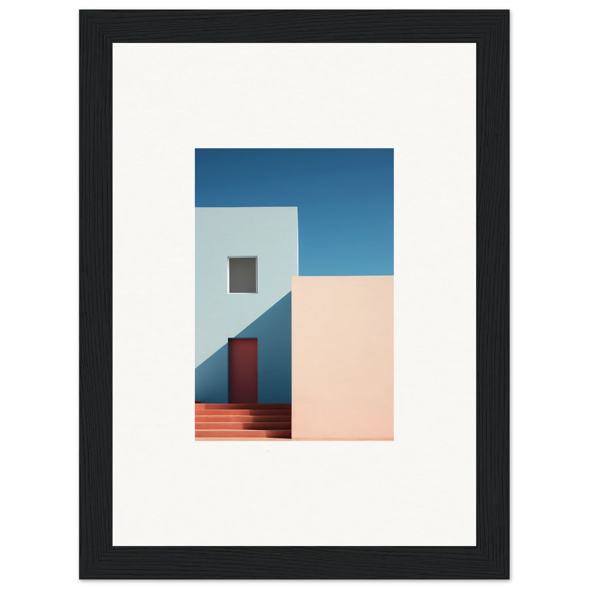 Minimalist architecture with a red door and window for Tangents of Porcelain special edition art™
