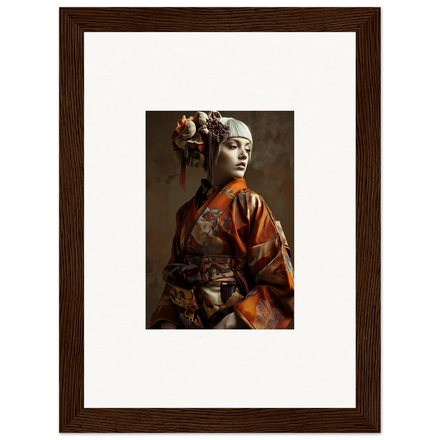 Framed portrait of a woman in traditional Asian costume for stunning wall art decor