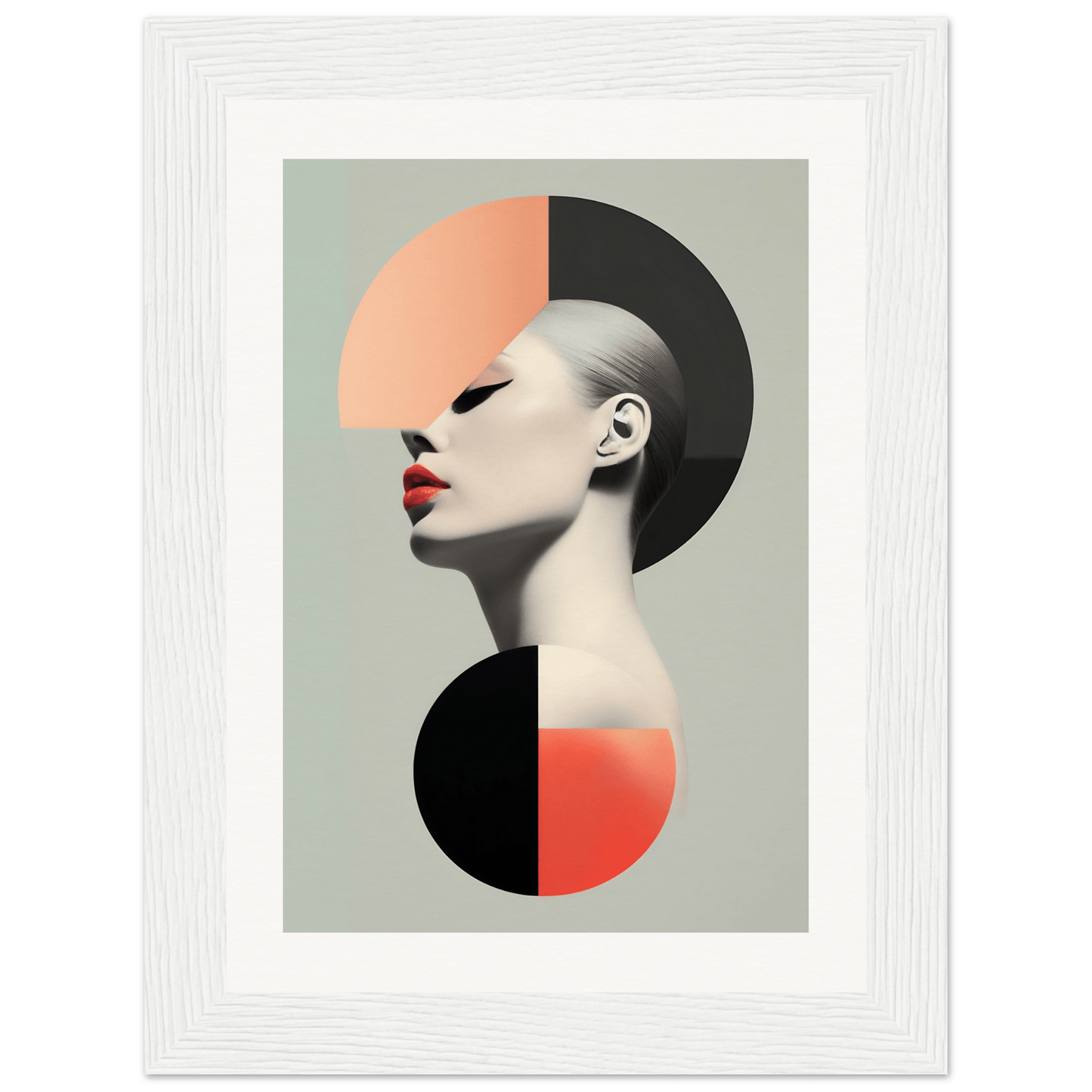 Stylized portrait combining geometric shapes with a minimalist human profile.