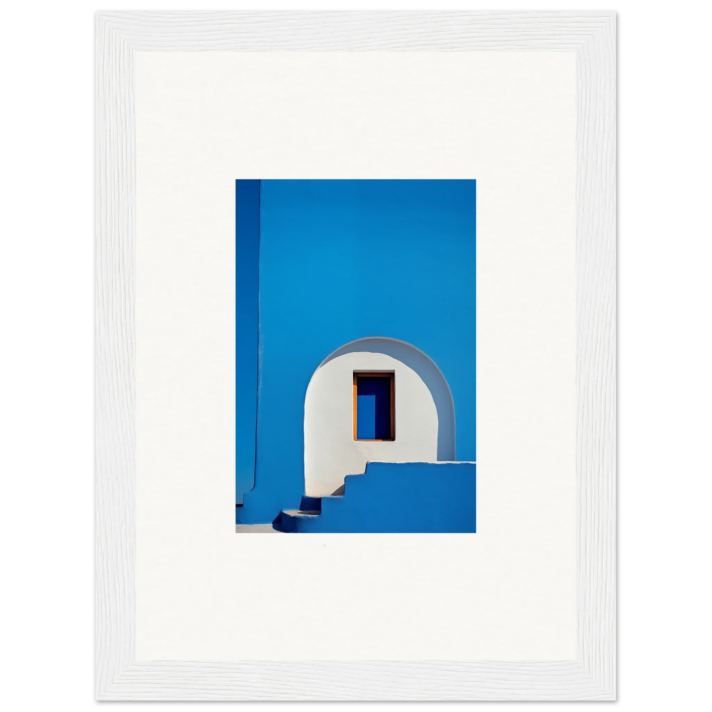 White arched doorway on a blue wall, perfect for Dreams’ Premium Framed art