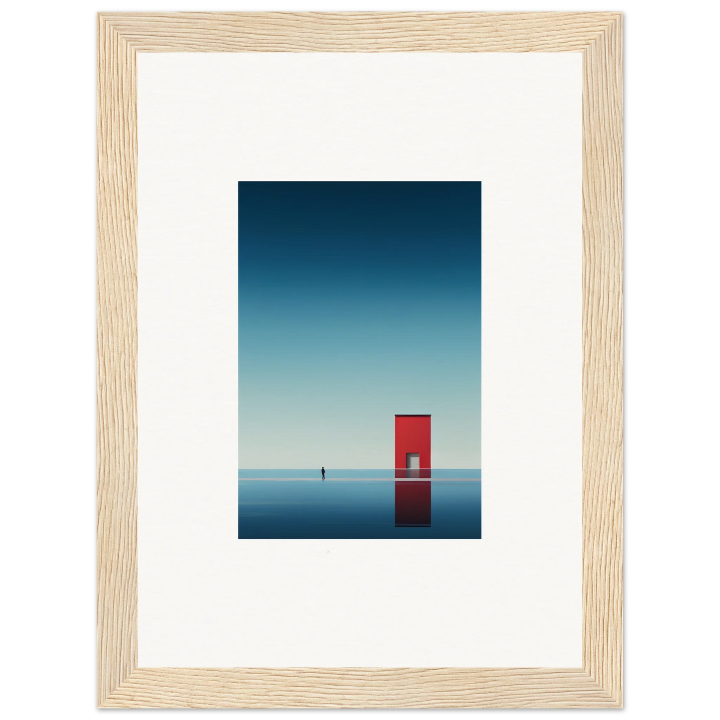 Red door in water featuring Open Horizon special edition art™ for premium framed wall