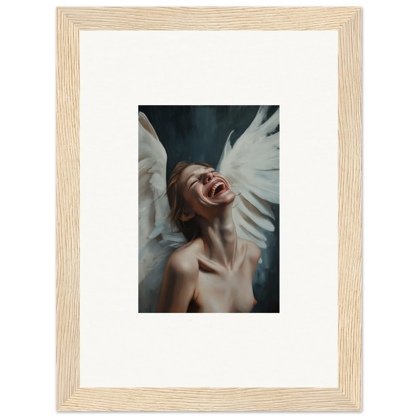 Framed canvas print of a person with wings for unique room decoration wall art