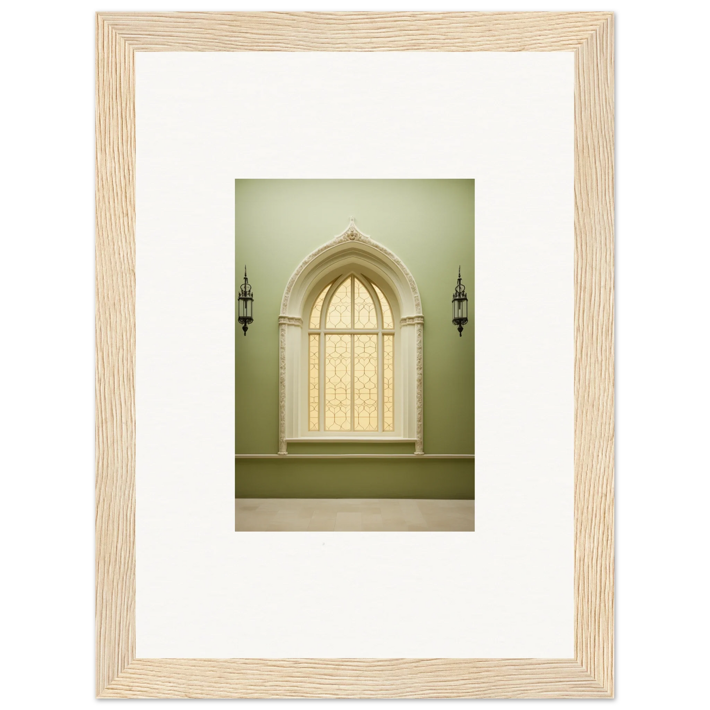Arched window with trim and sconces in Opalescent Tranquility Dwelling art