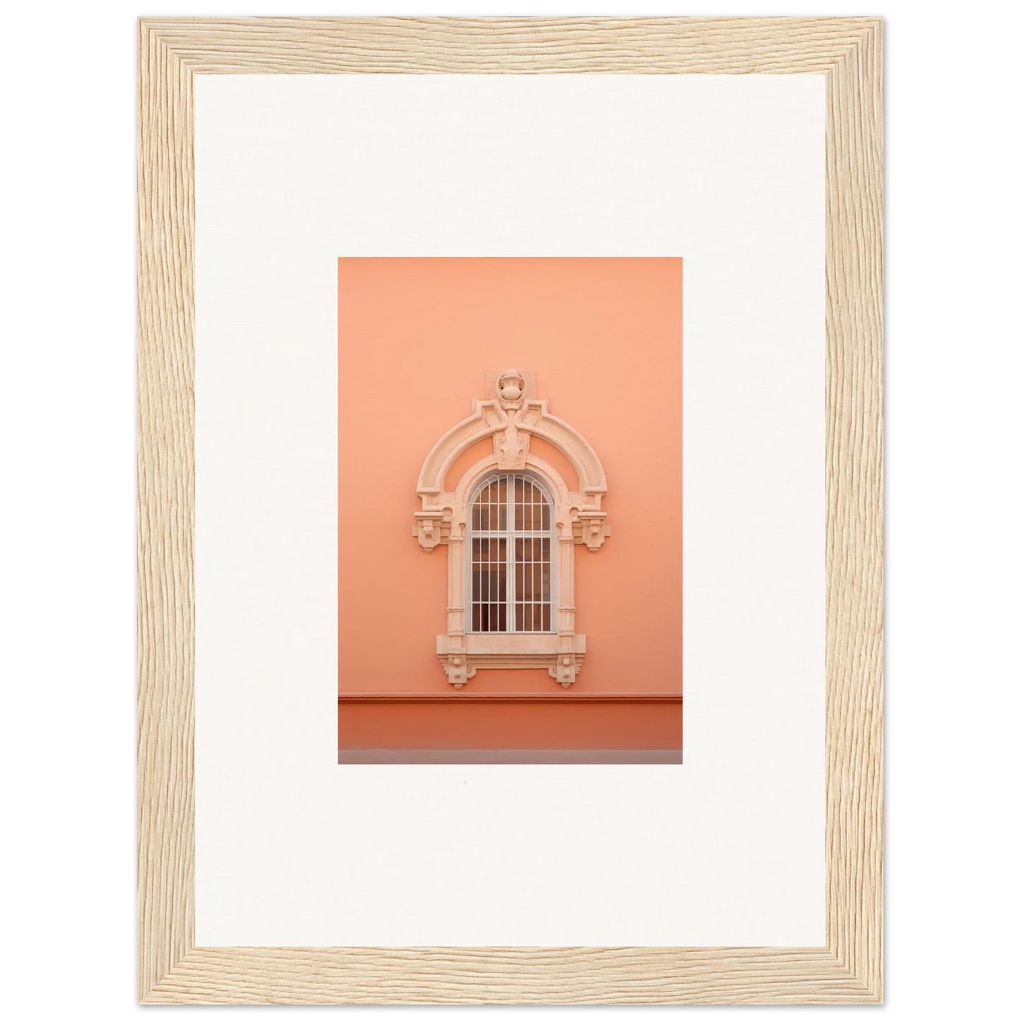Ornate arched window on a peach wall from Opulent Dualities Neoclassical art™