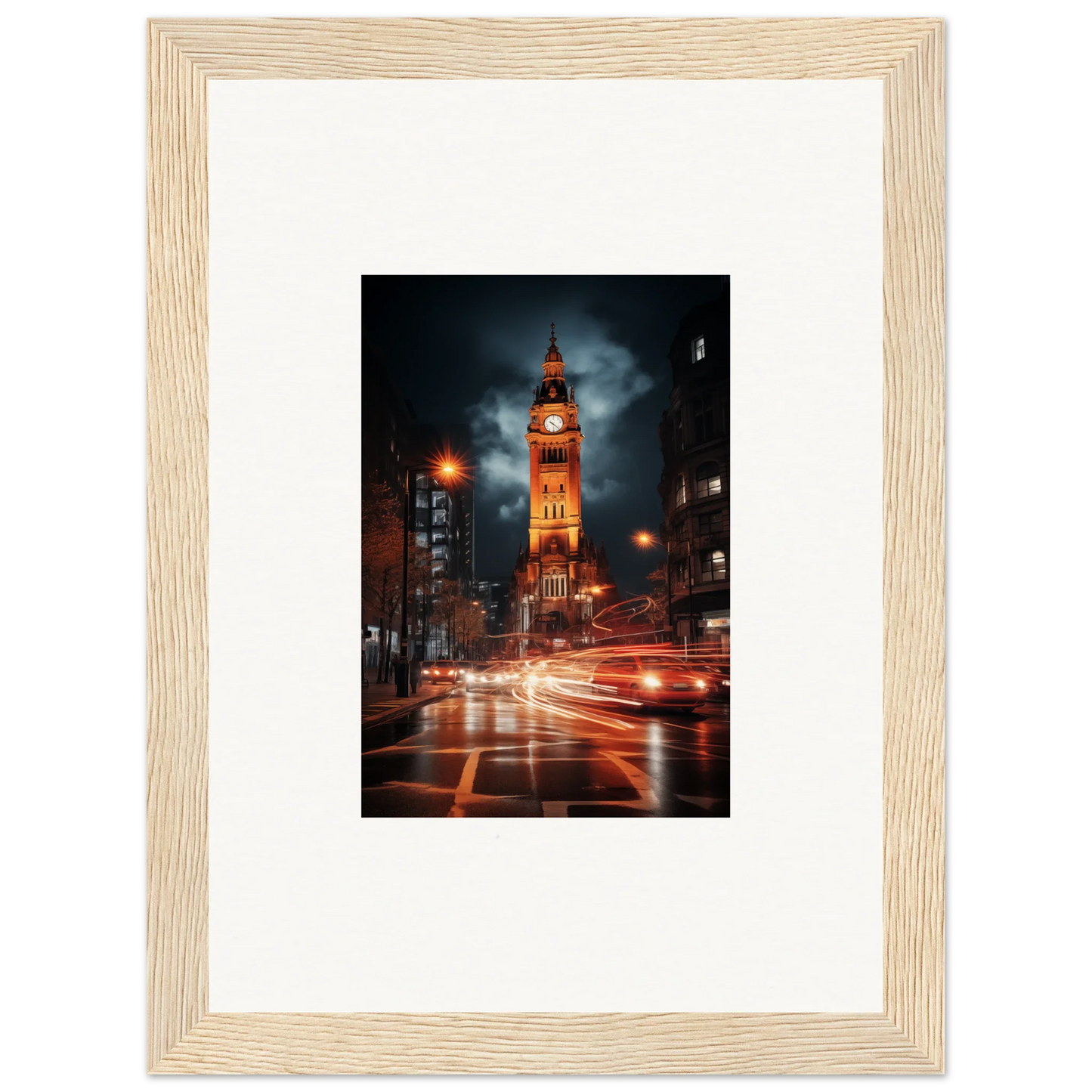 Framed photograph of Big Ben at night with traffic light trails for Venomous Clocklight Nrtabbat