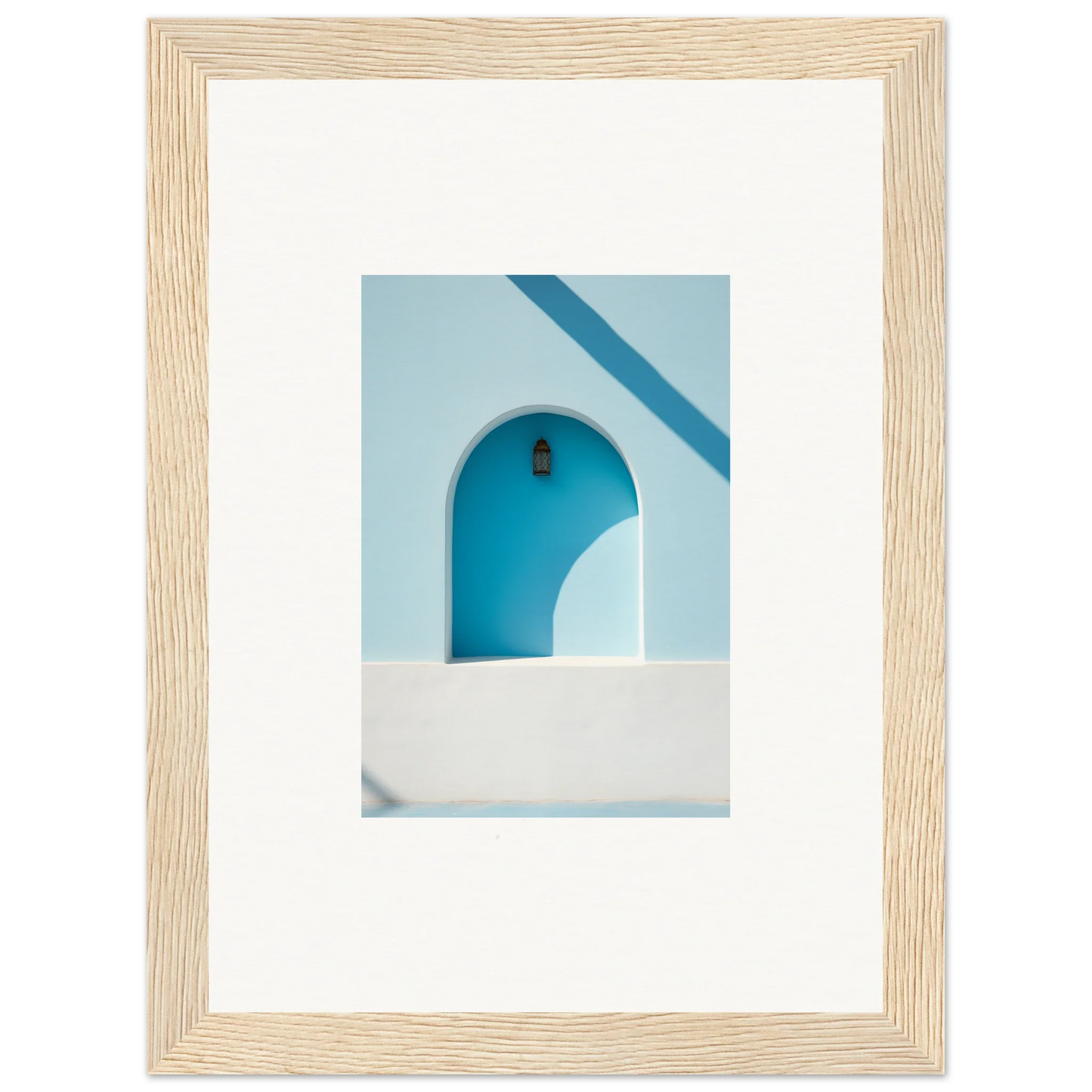 Light wooden frame with a white mat showcasing Elusive Solitude Clarity in framed wall art