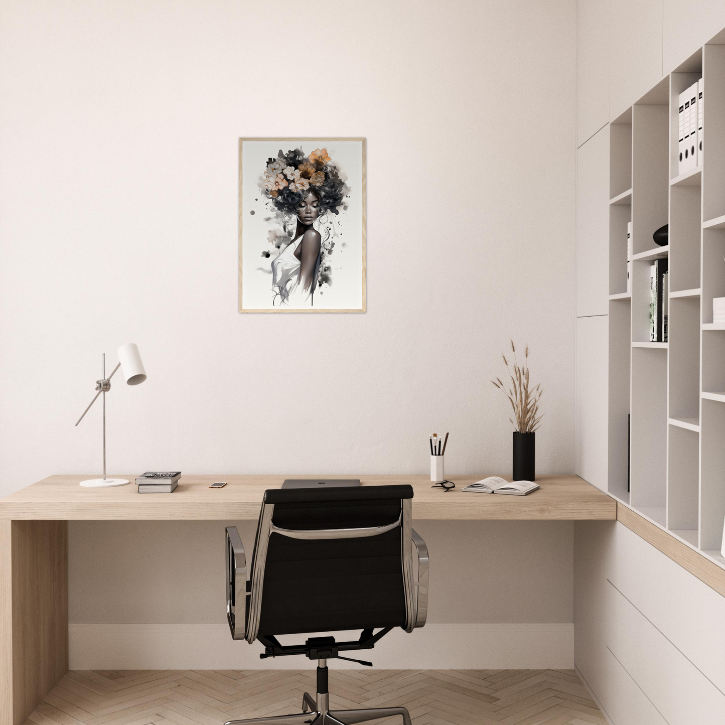 A black woman with flowers on her head, perfect for my Original Ouplence The Oracle Windows™ Collection wall poster.
