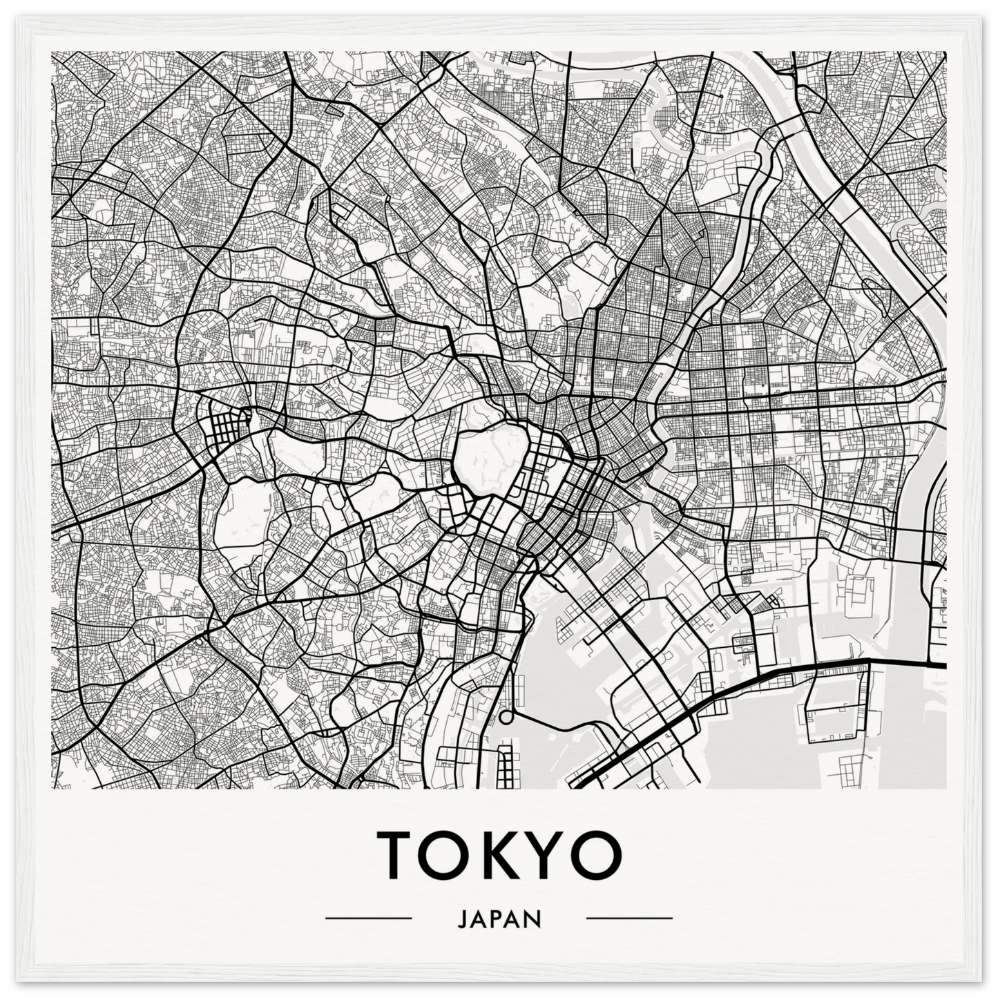 Map of Tokyo, Japan showing its intricate street network and urban layout.