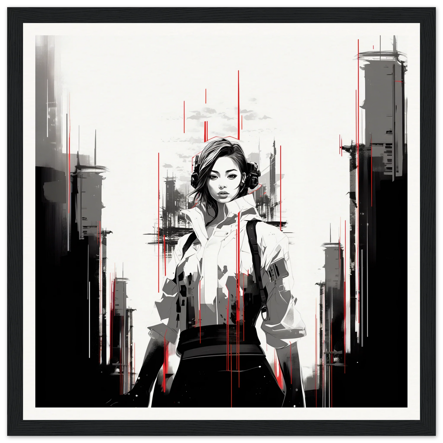 Black and white urban figure in jacket from Mono City Electric special edition art™
