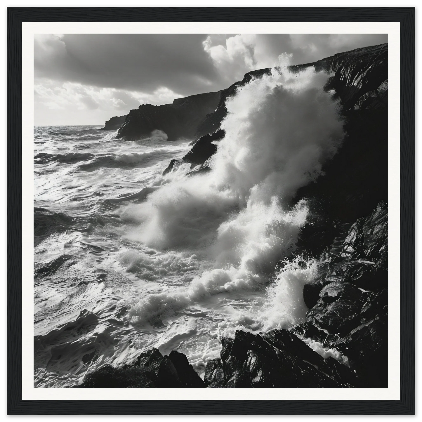Powerful ocean waves crash against cliffs in Oceanic Reverie Clash special edition art™