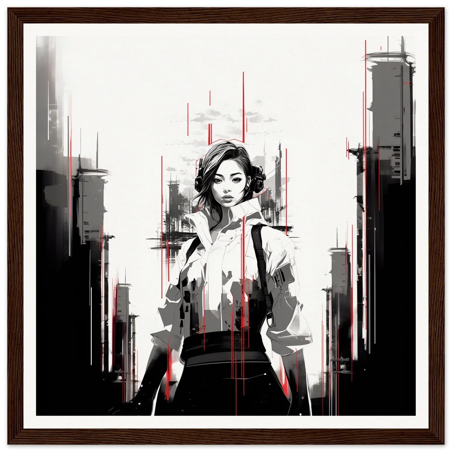 Stylized black and white urban fashion illustration for Mono City Electric special edition art™