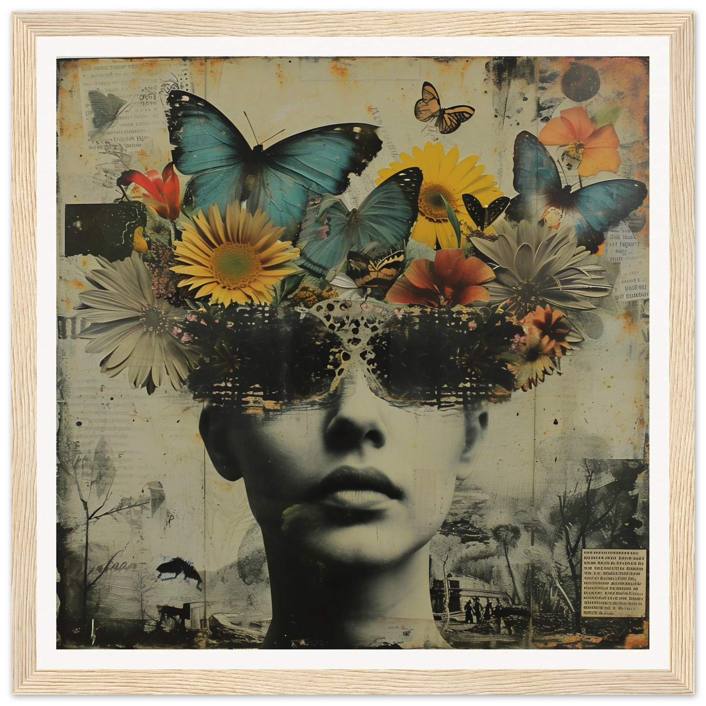 Artistic Butterfly Dream Visage with flowers and butterflies in a surreal collage