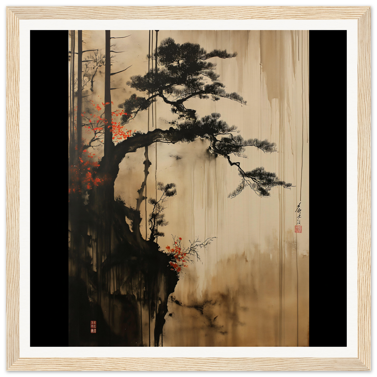 Gnarled pine tree on rocky cliff edge in Luminous Pine Solitude special edition art™