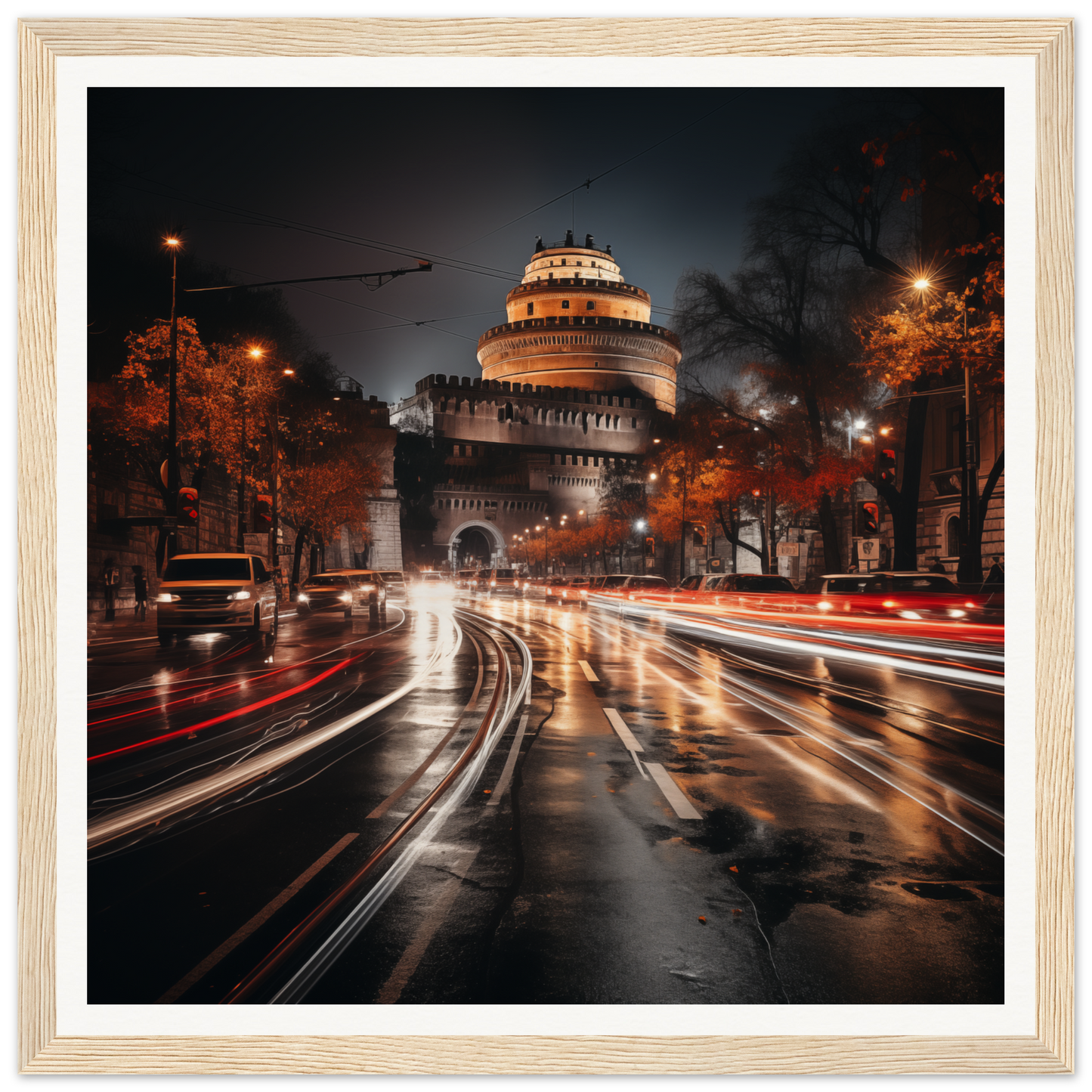Illuminated domed building in Urban Time Lapse framed art for stunning urban nights