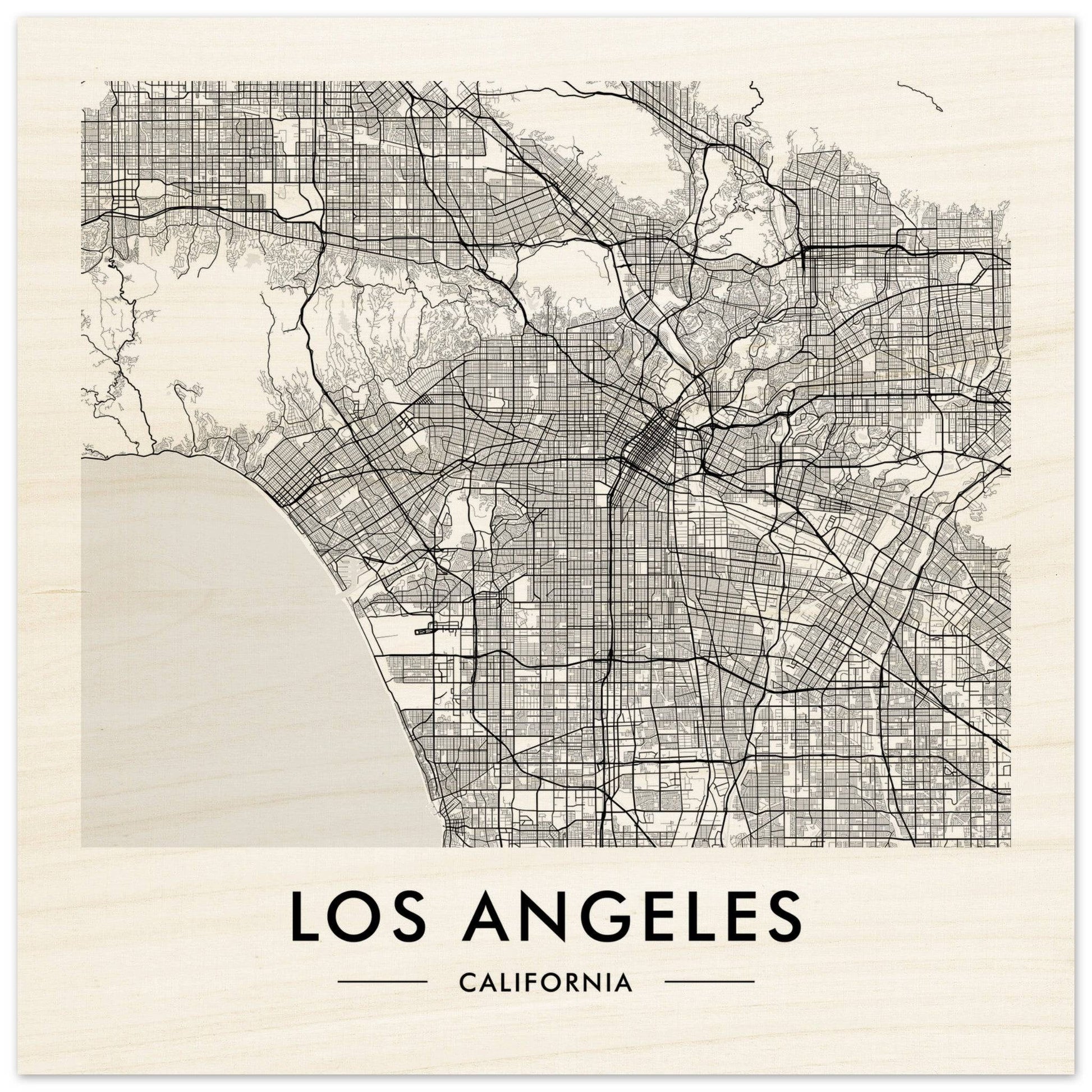 Map of Los Angeles, California showing its street grid and geographical features.