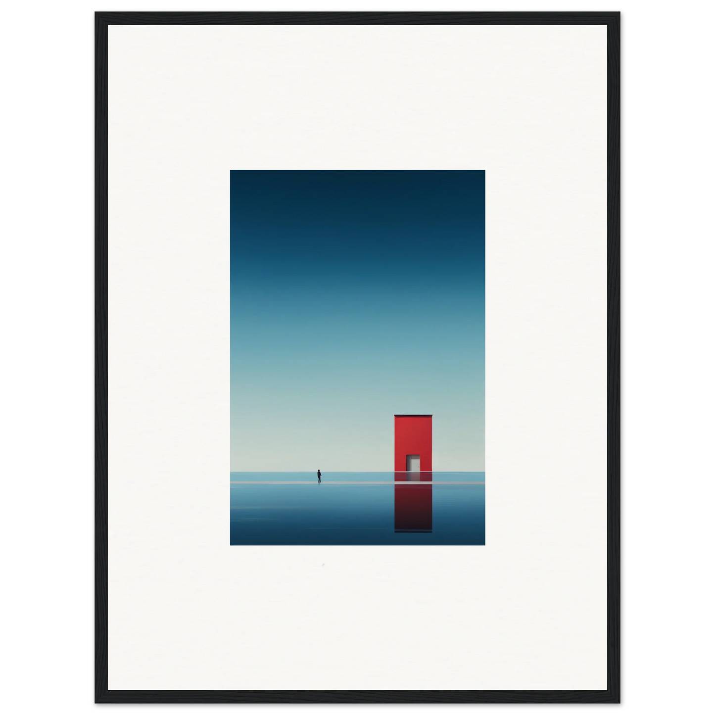 Red doorway surrounded by water in Open Horizon Special Edition Art™ premium framed wall decor