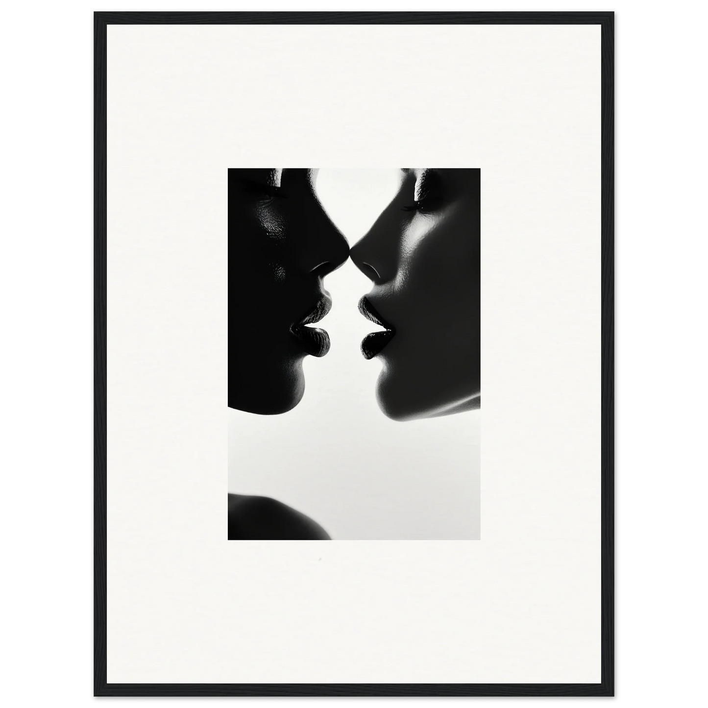 Two silhouetted profiles in an intimate pose for Ephemeral Echoes Touch framed poster