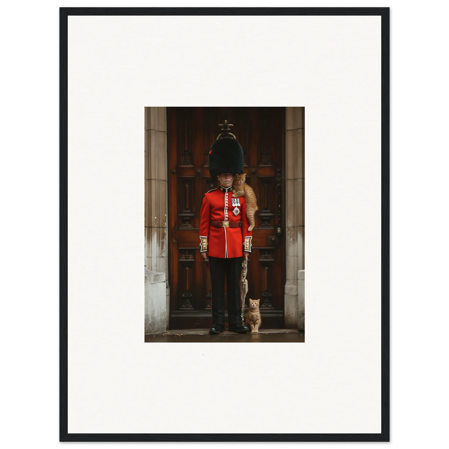 Royal guard in bearskin hat and red tunic for God Save special edition art™