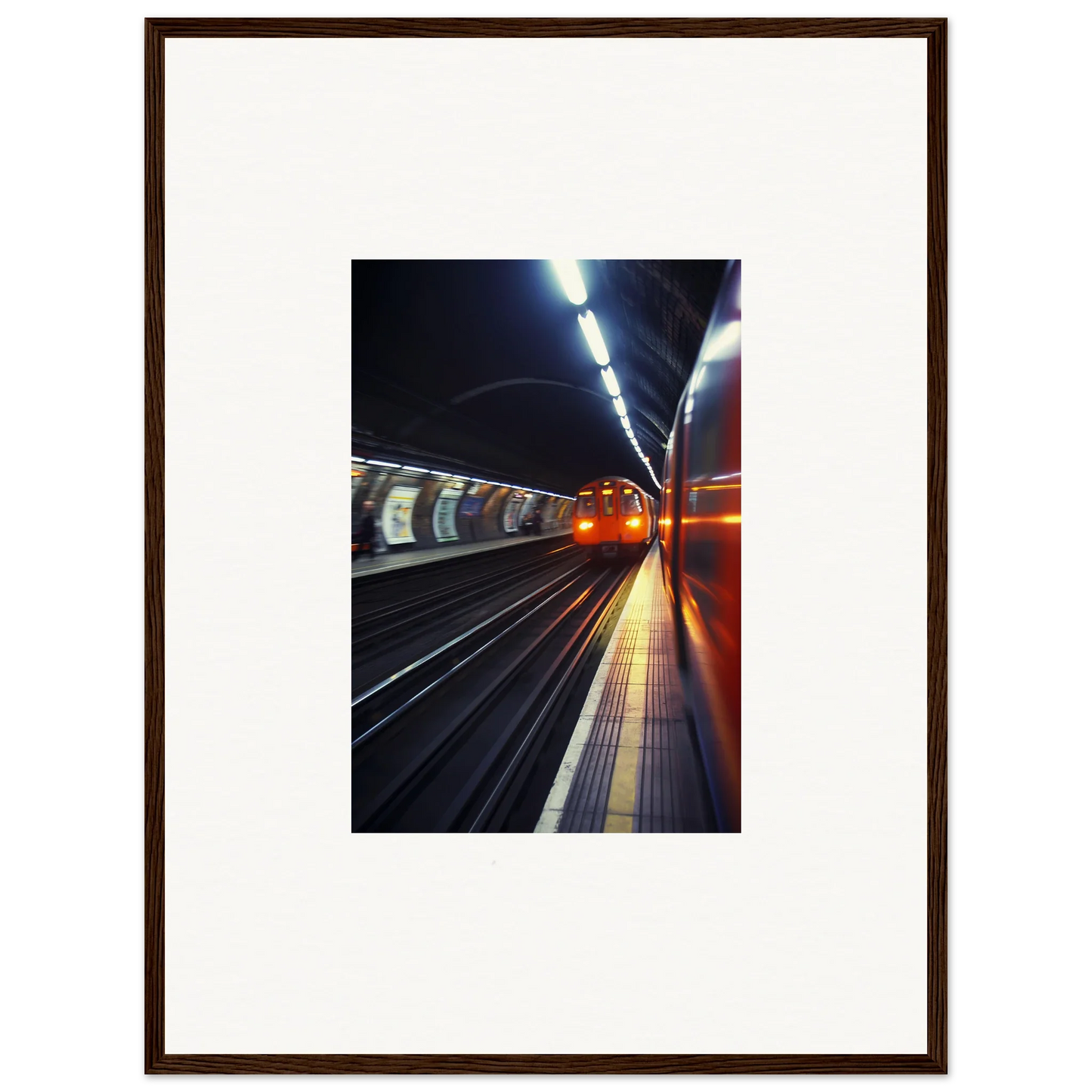 Underground subway platform with curved walls showcasing Threads Passagesquent Hues art™