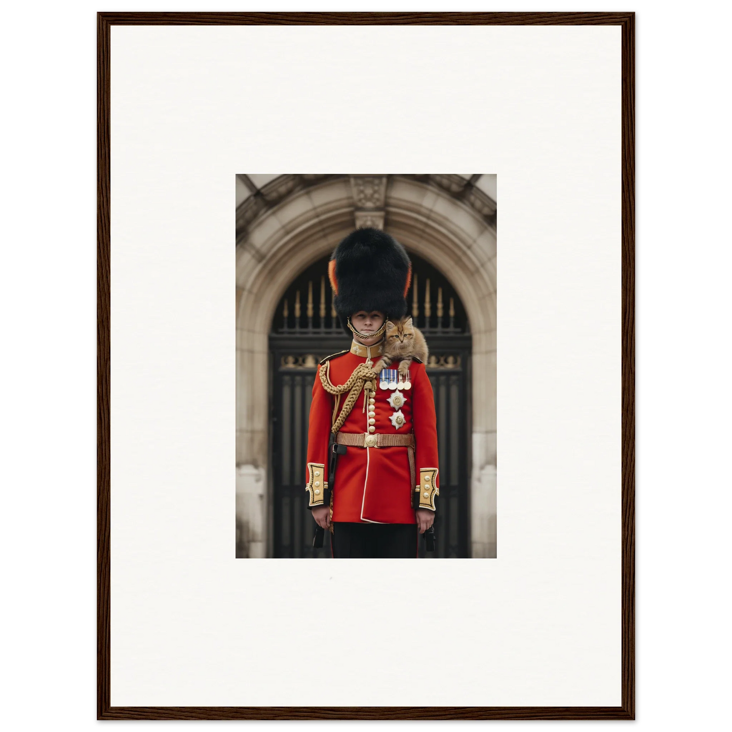 Royal Guard in red uniform and bearskin hat for Royal Red Reverie framed wall art