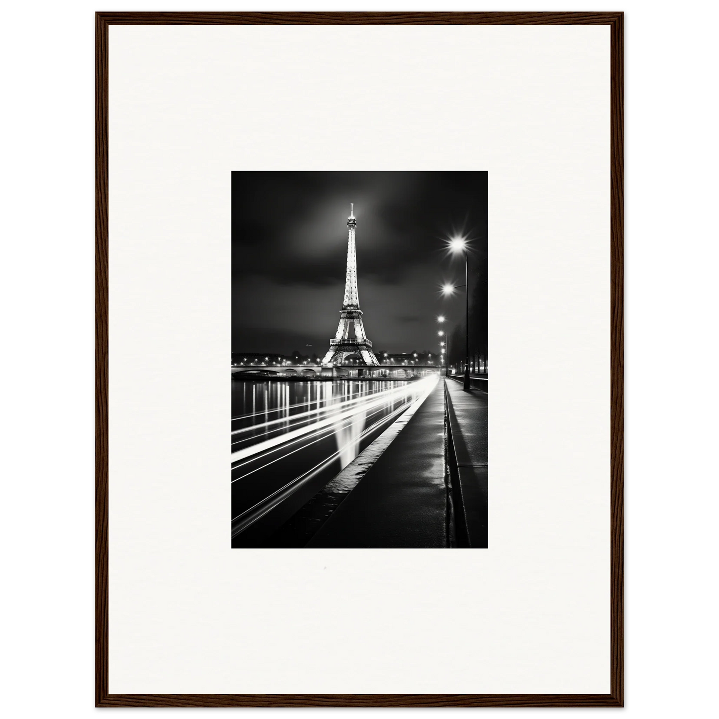 Stunning black and white shot of the Illuminated Eiffel Tower for premium framed wall