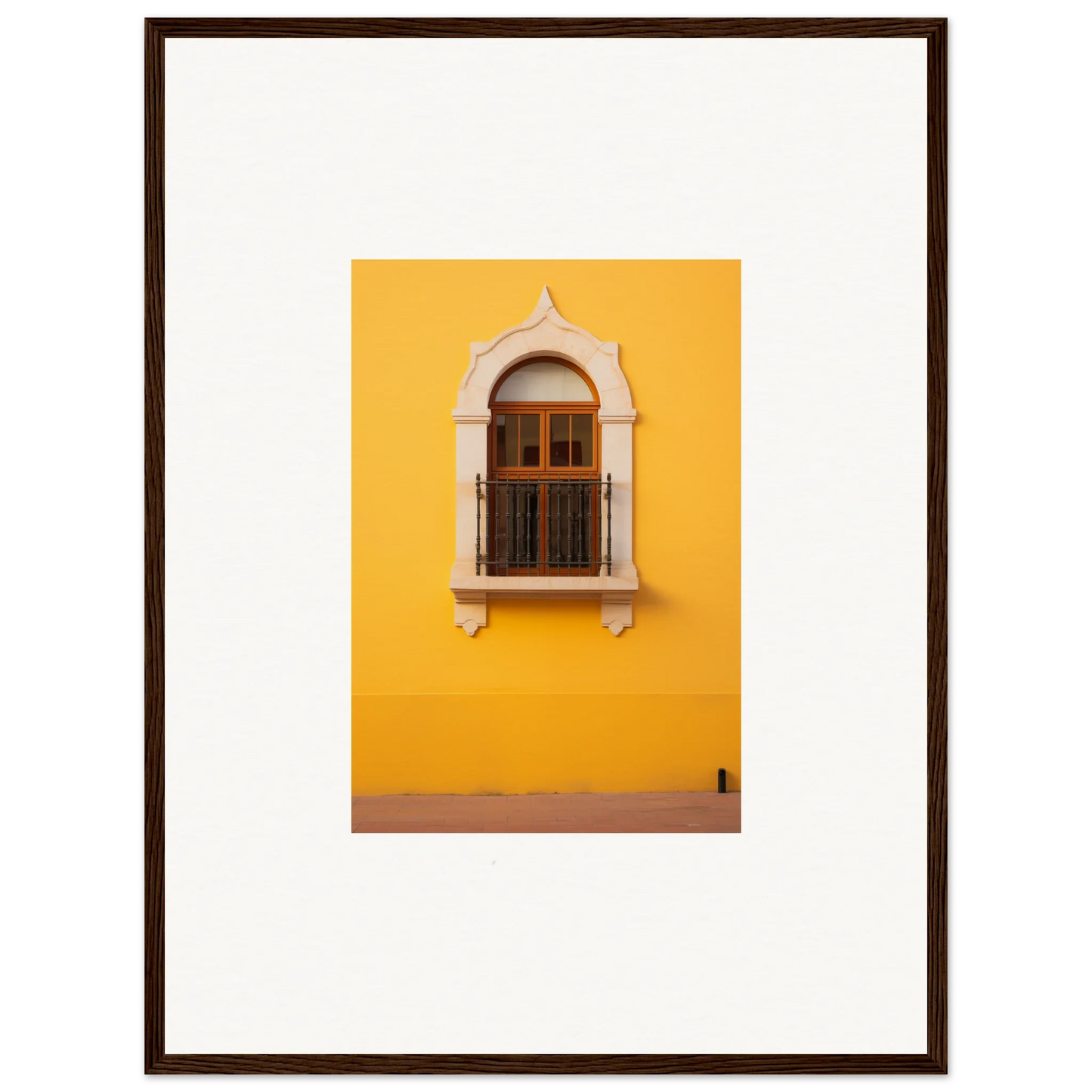 Ornate arched window with wooden shutters in the Golden Portal Reverie art piece