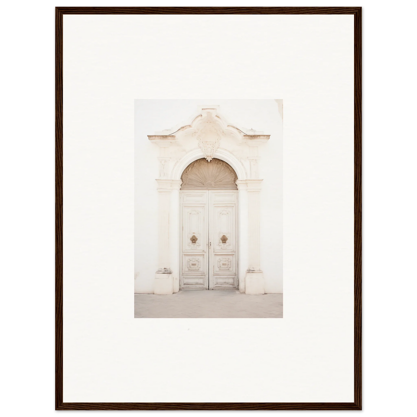 Ornate white double door art with decorative arch for Faded Elegance Whispers collection