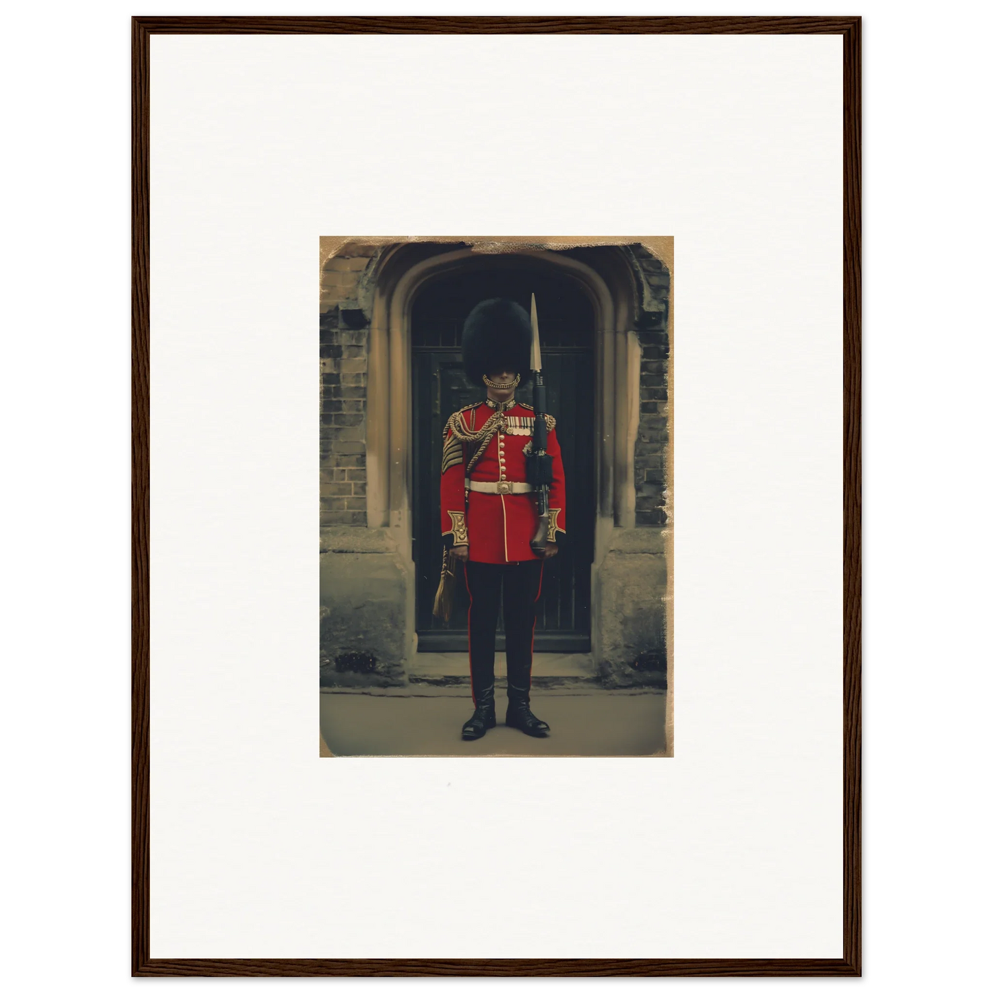 Royal guard in red uniform and bearskin hat for Solstice Brickbeard Visitor art™
