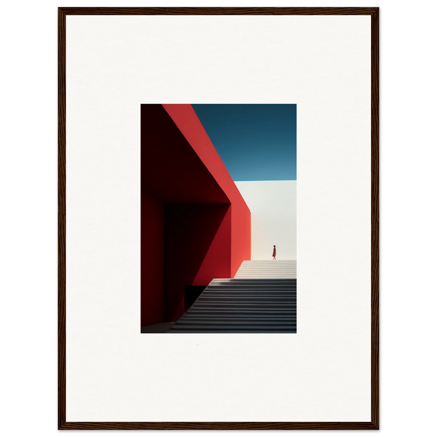 Framed wall art of bold red walls and concrete steps in Mesa Quizzes Cascades