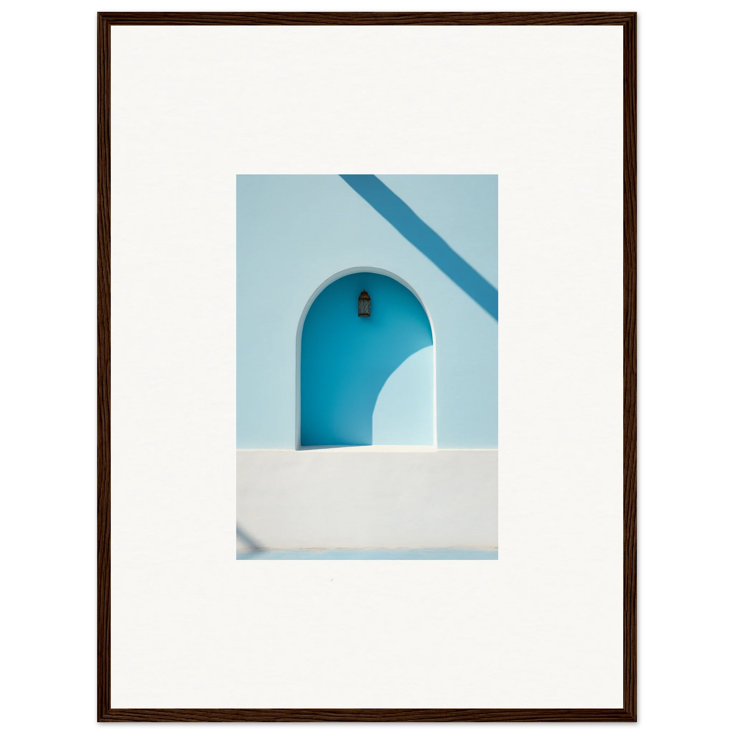Bright turquoise archway in white Mediterranean design for Elusive Solitude Clarity framed wall art