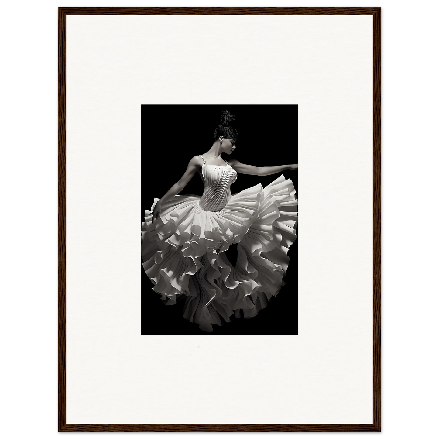 Ballerina in a flowing white tutu mid-movement, Gossamer Velvet Waltz special edition art™