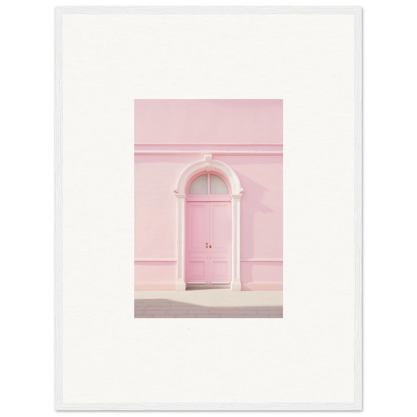 Pink door with white arched frame in Pearly Baccarat Dream framed wall art