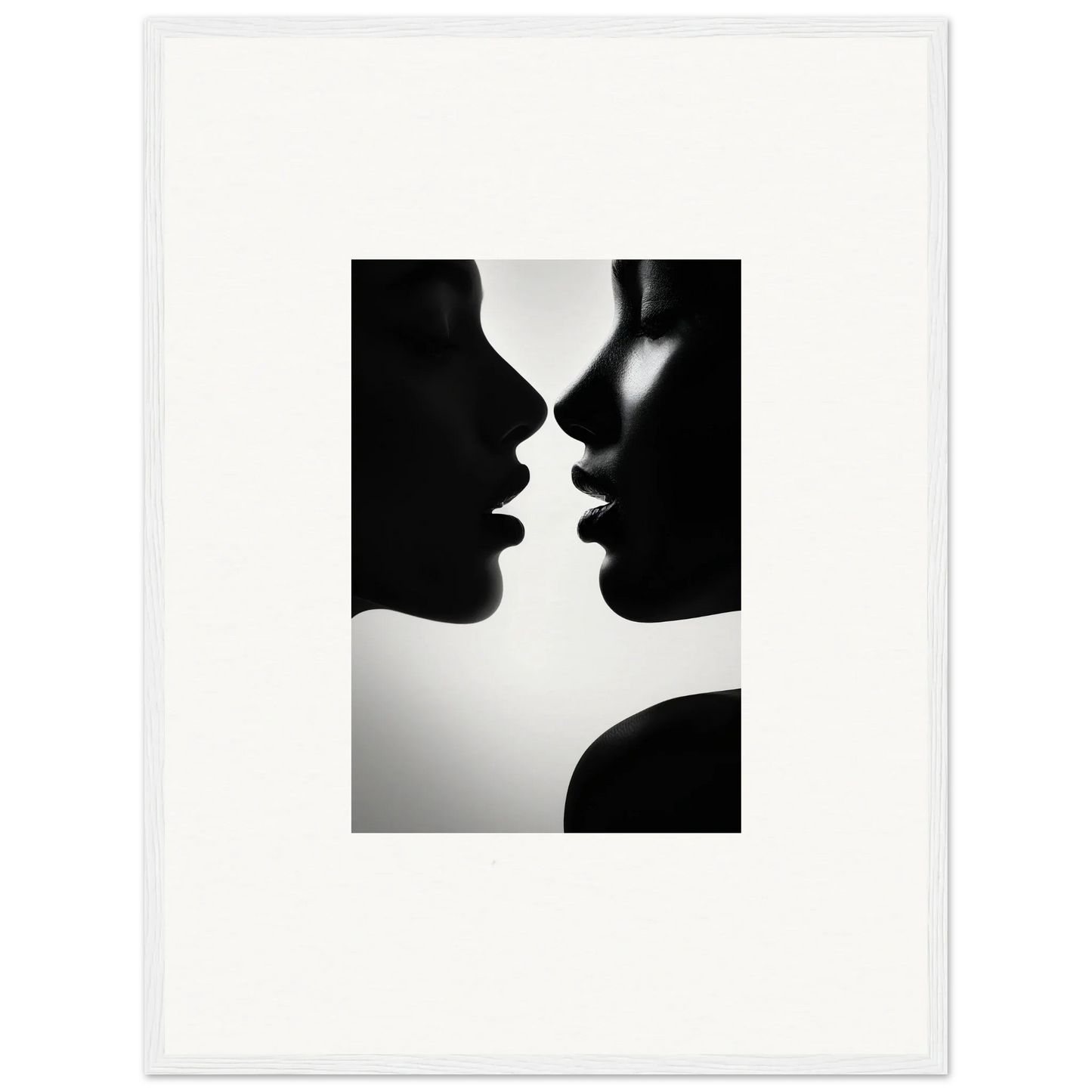 Two silhouettes in an intimate moment showcasing Sables Dance premium framed wall art