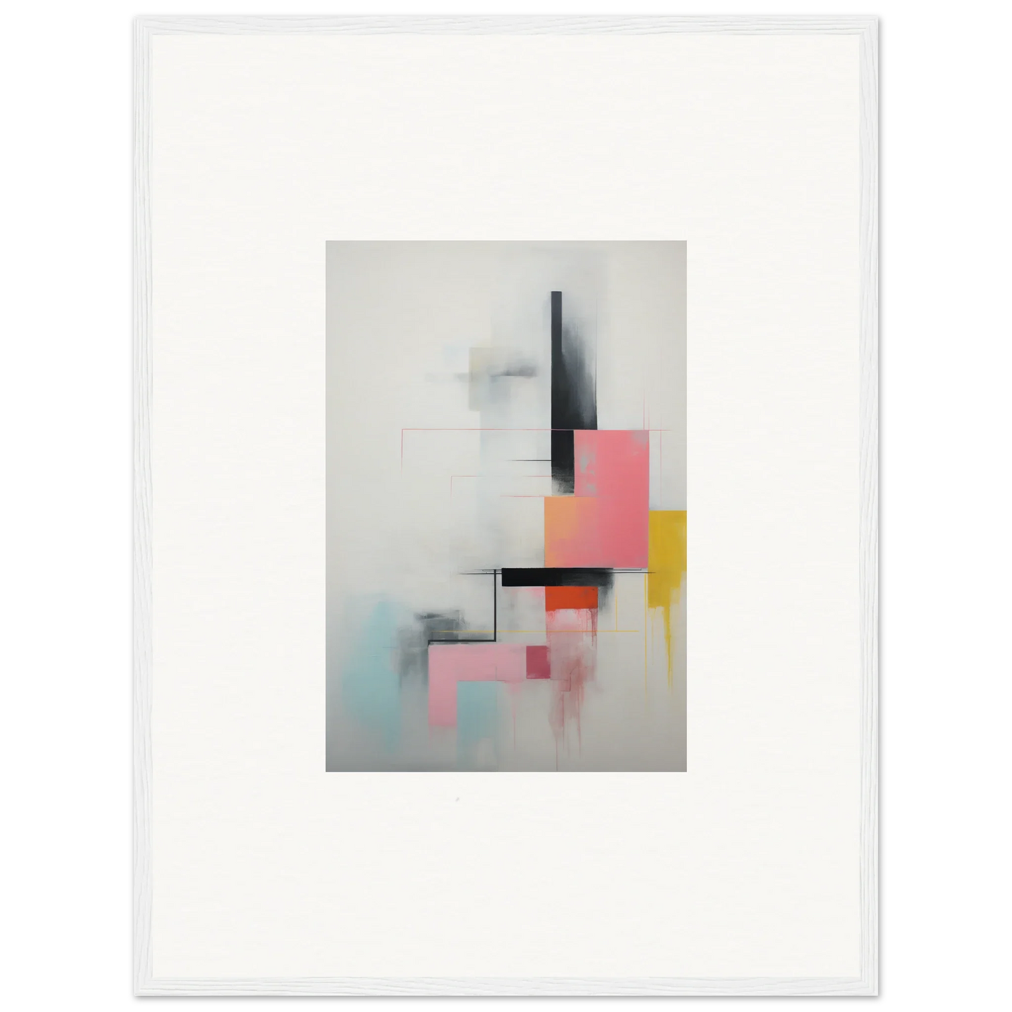 Abstract geometric artwork in soft pink and yellow for Ethereal Chrome Juxtaposition
