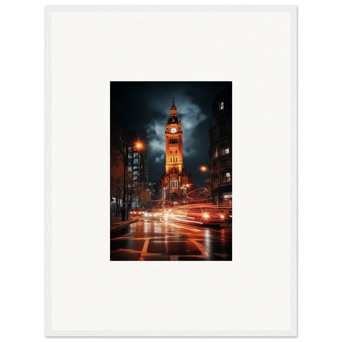 Stunning Illuminated Clock Tower at night with red streaks, featuring Venomous Clocklight Nrtabbat