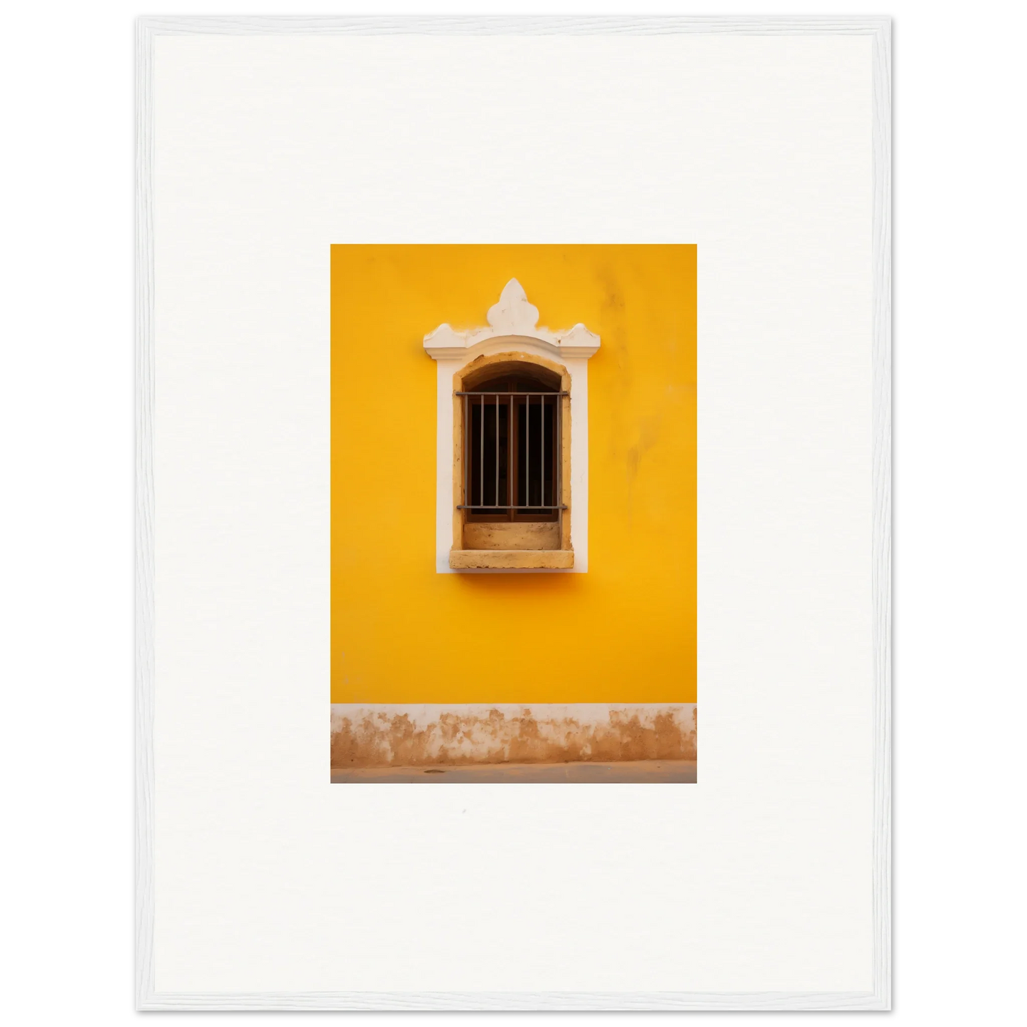 Ornate window with bars on a bright yellow wall from Daisy Dreamgate Portal, special edition art™