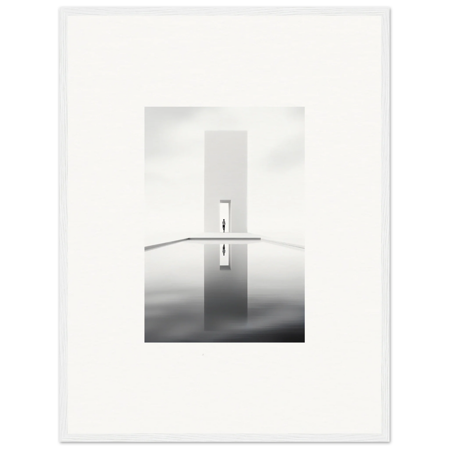Minimalist black and white cross design in Dreamer’s Vanishing Silhouette framed wall art