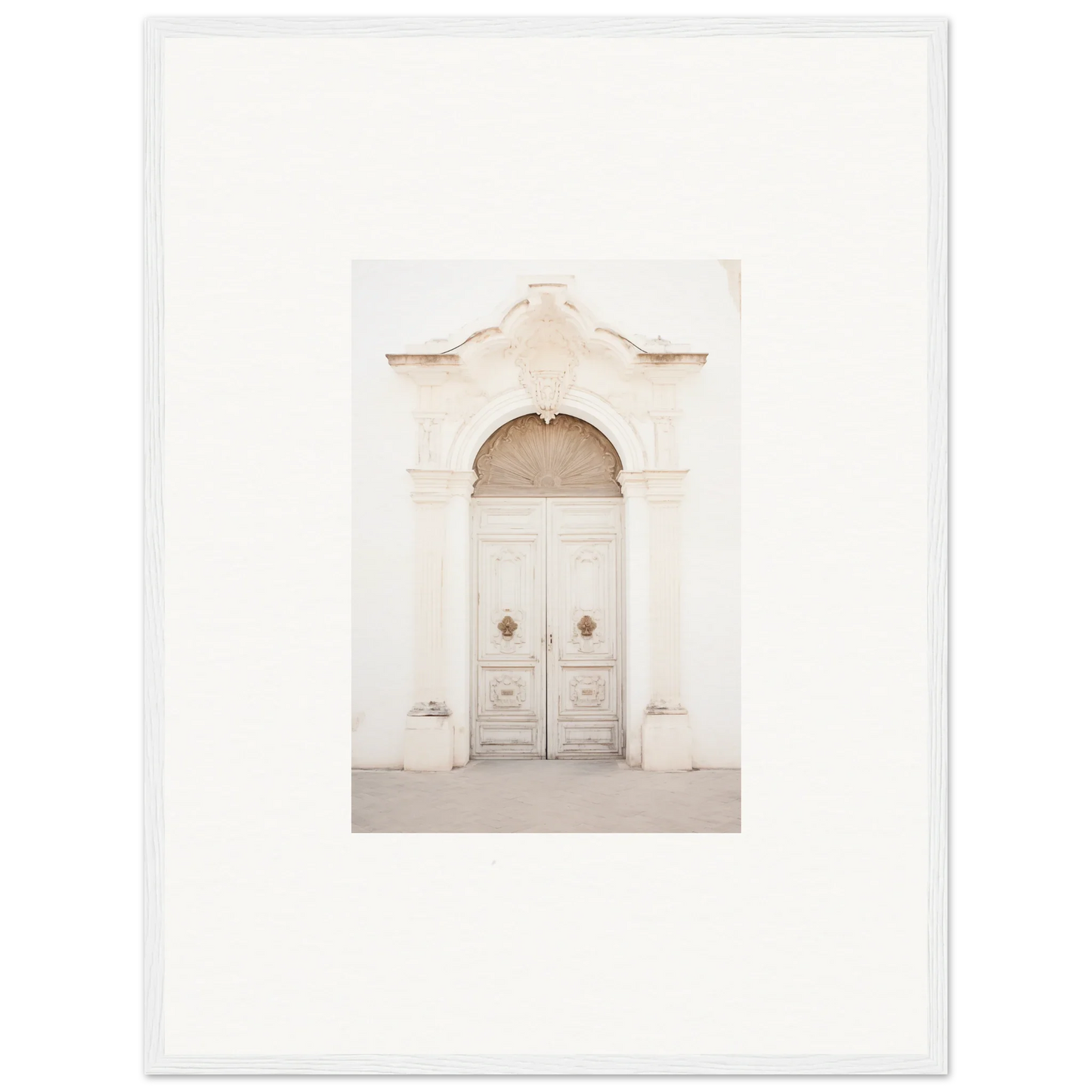 Ornate white double door art in Faded Elegance Whispers special edition framed wall art