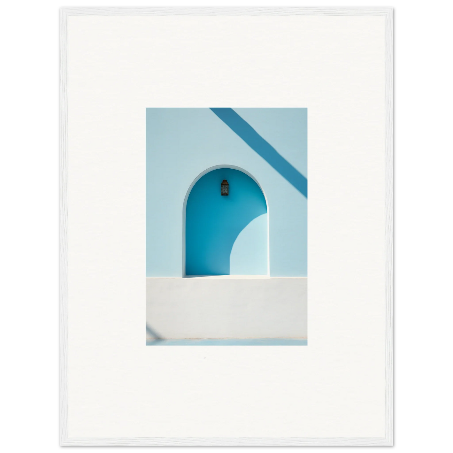 Arched blue doorway in white Mediterranean architecture for Elusive Solitude Clarity art
