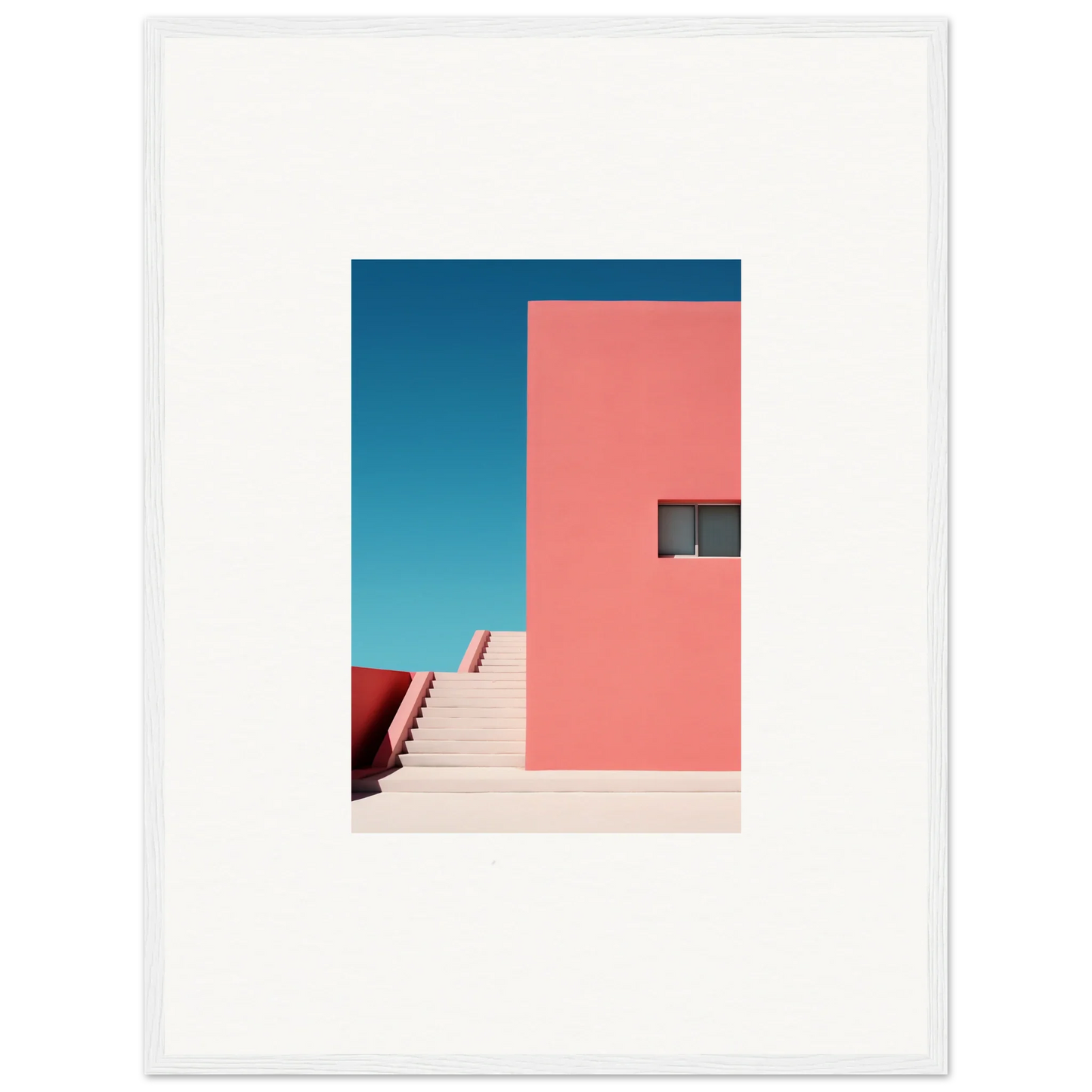 Pink architectural wall with stairs and a window in Cerulean Dream Ickles art piece