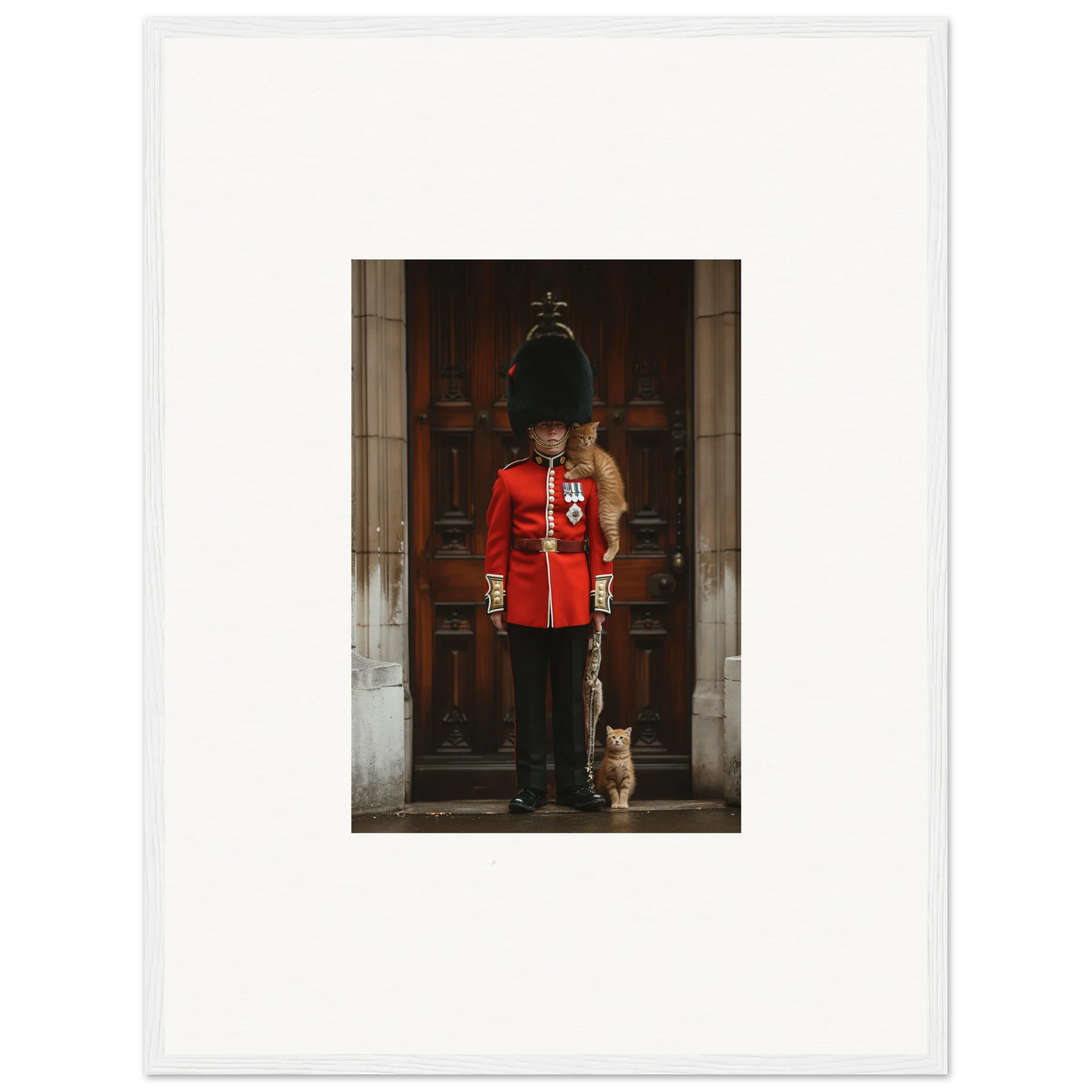 Queen’s Guard soldier in red uniform for God Save the Queen and the Cats special edition art™